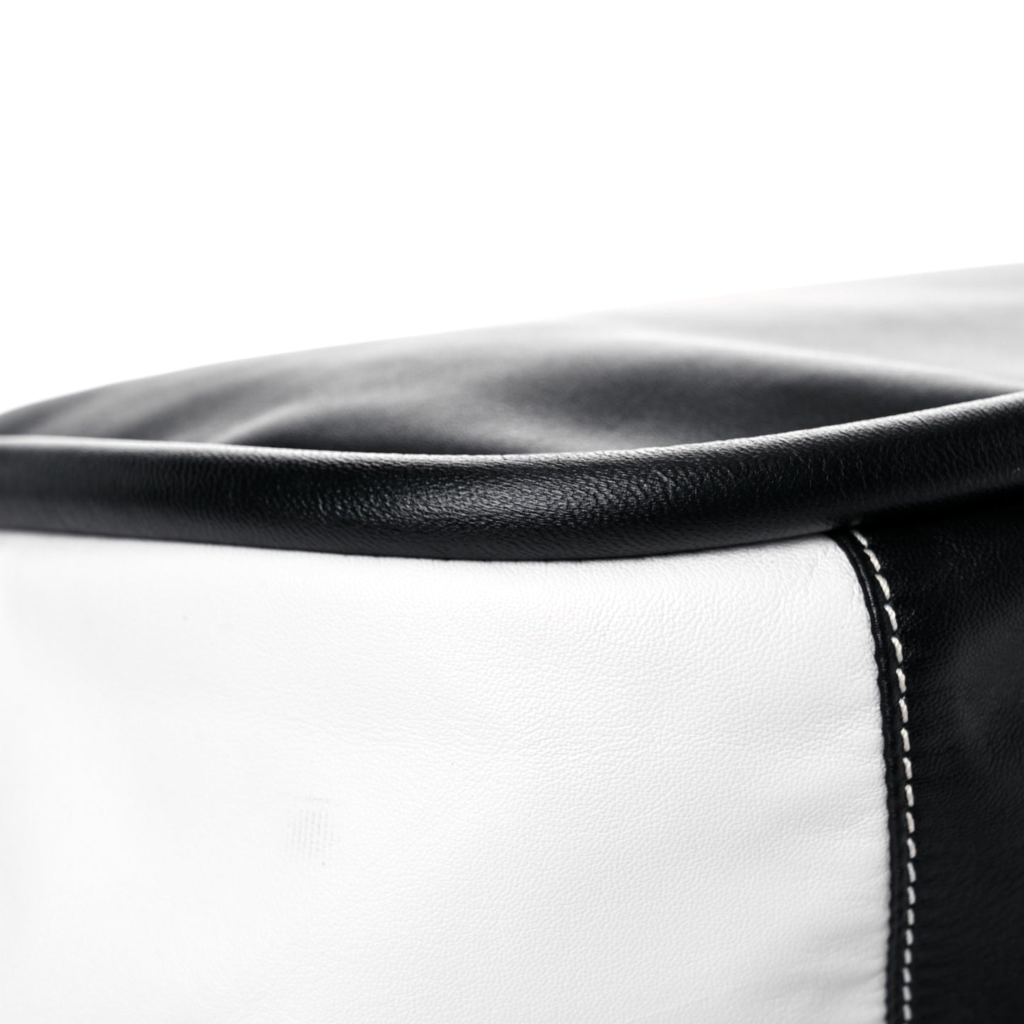 Nappa Colorblock Side Pockets Tote Black White
