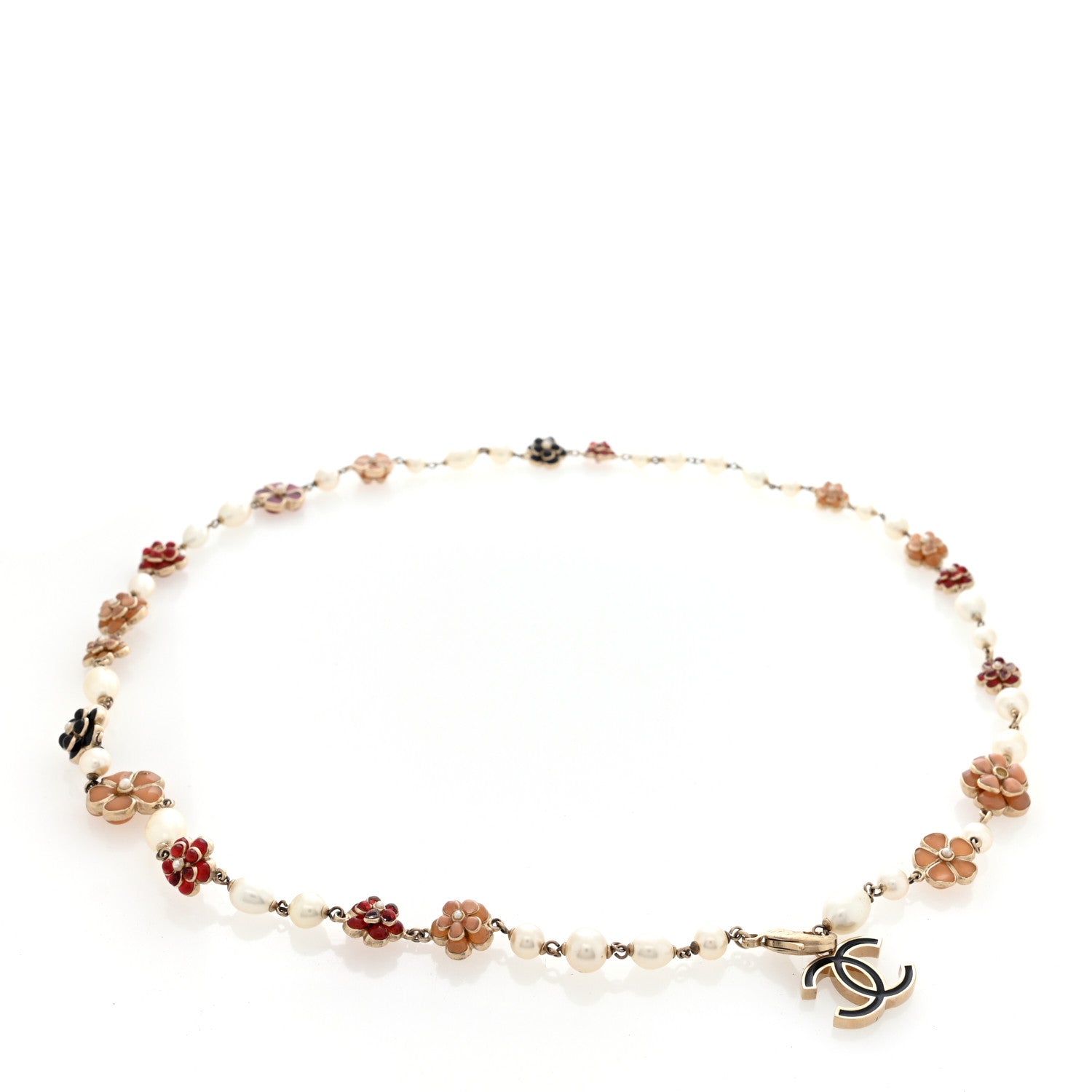 Chanel Pearl Gripoix Enamel Camellia Belt Gold Multicolor 2 of 4