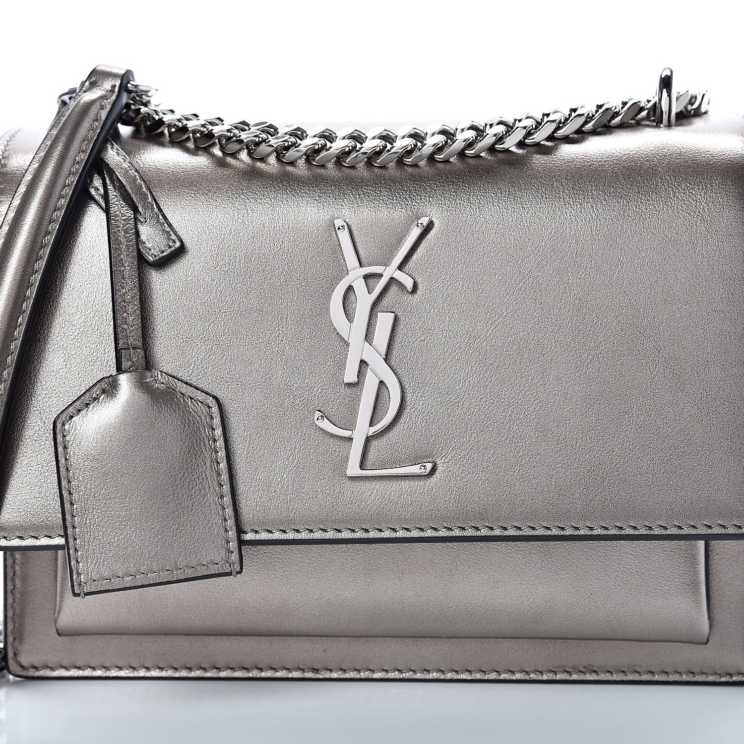 Saint Laurent Metallic Calfskin Small Monogram Sunset Piombo 7 of 9
