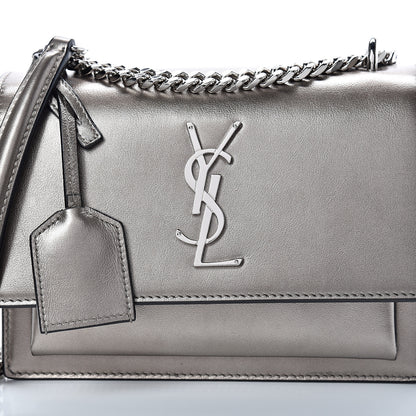 Saint Laurent Metallic Calfskin Small Monogram Sunset Piombo 7 of 9