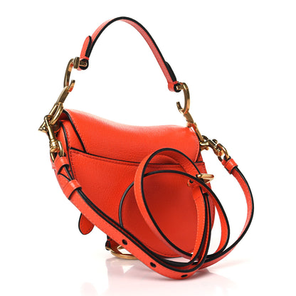 Christian Dior Goatskin Micro Saddle Bag With Strap Bright Orange 3 of 10