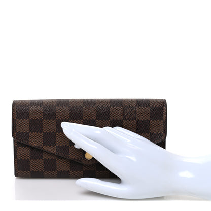 Louis Vuitton Damier Ebene Sarah Wallet NM Rose Ballerine 2 of 10