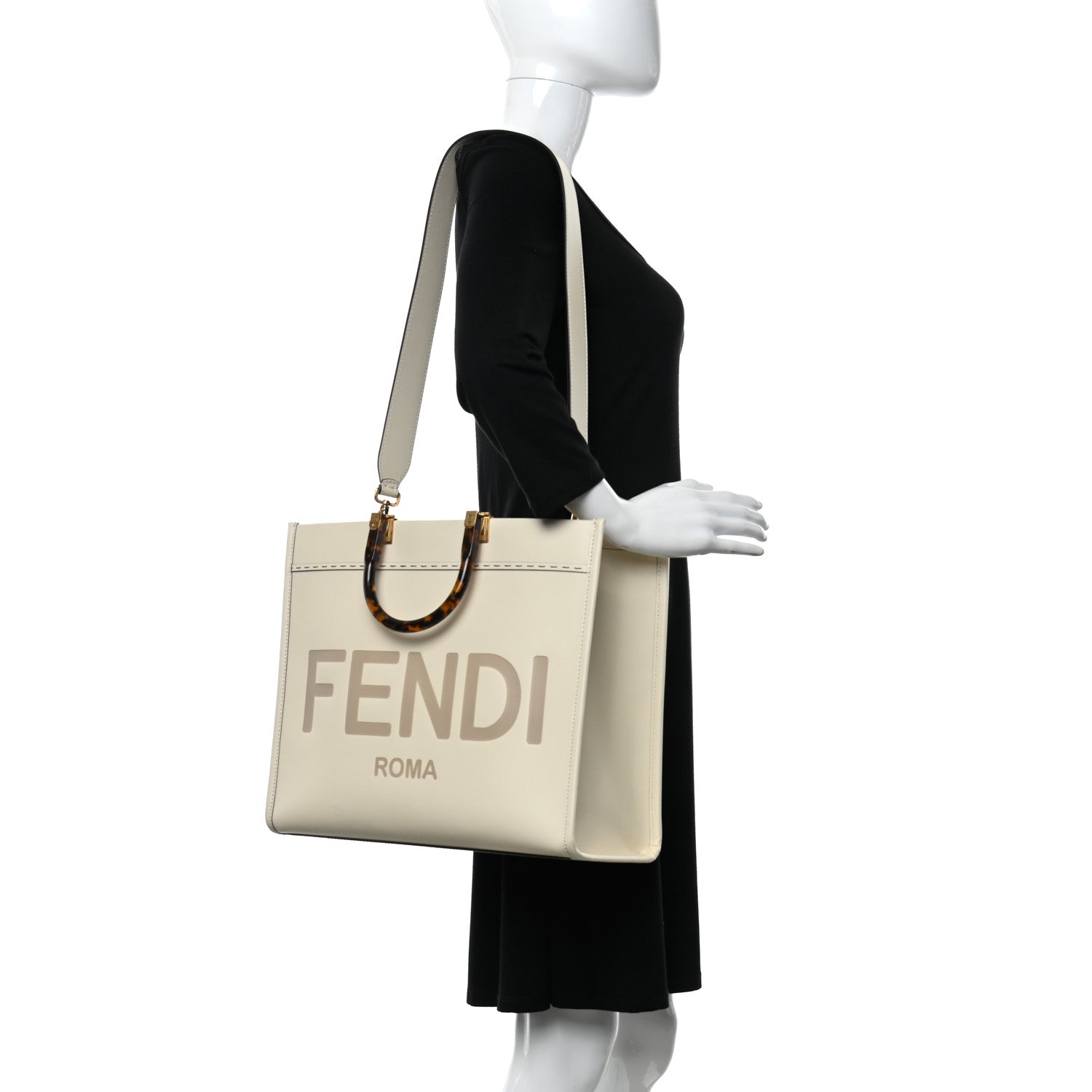 Fendi Vitello King Plexiglass Medium Fendi Sunshine Shopper Tote White Ice 2 of 11