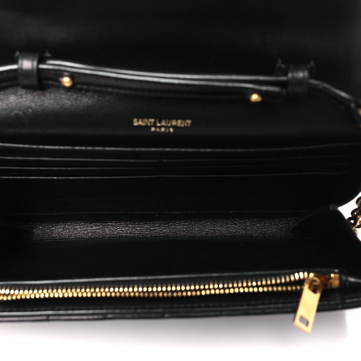 Saint Laurent Lambskin Carre Quilted Le Maillon Wallet On Chain Black 5 of 10