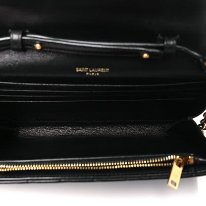 Saint Laurent Lambskin Carre Quilted Le Maillon Wallet On Chain Black 5 of 10