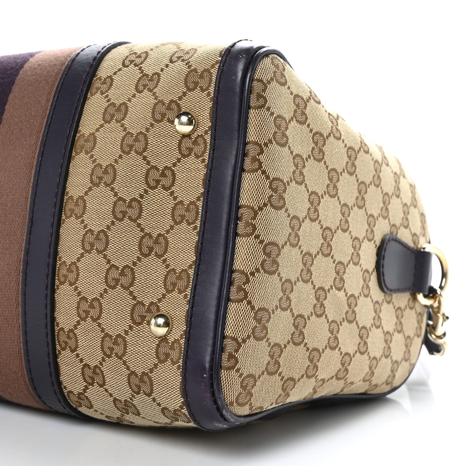 Gucci Monogram Vintage Web Medium Boston Dark Purple 9 of 11