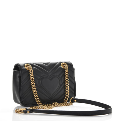 Gucci Calfskin Matelasse Mini GG Marmont Shoulder Bag Black 4 of 9