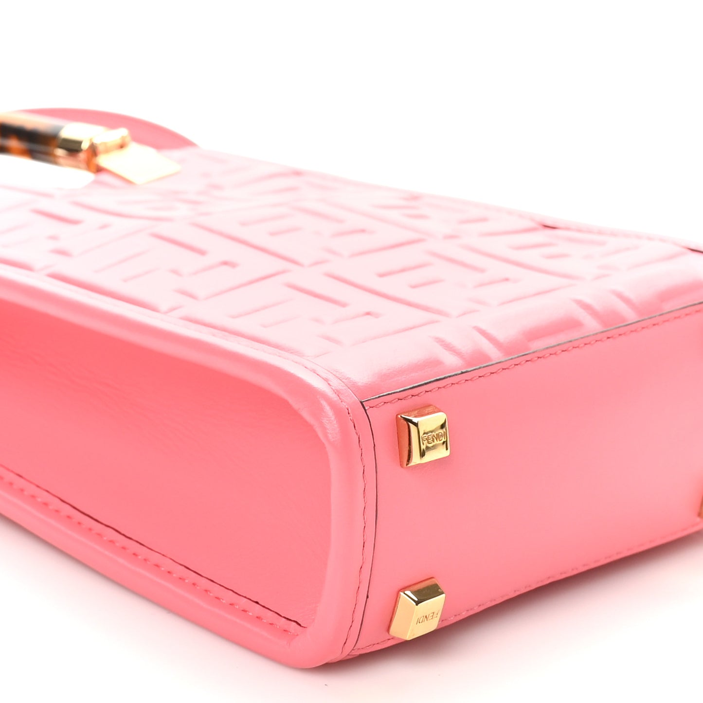 Vitello Plexiglass FF Embossed Mini Fendi Sunshine Shopper Tote Pink Dalia