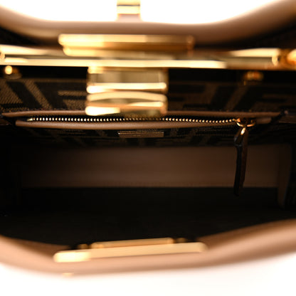 Fendi Vitello Seta Fabric Jacquard FF 1974 Mini Peekaboo Iconic Satchel Sand Tabacco Moro 5 of 11