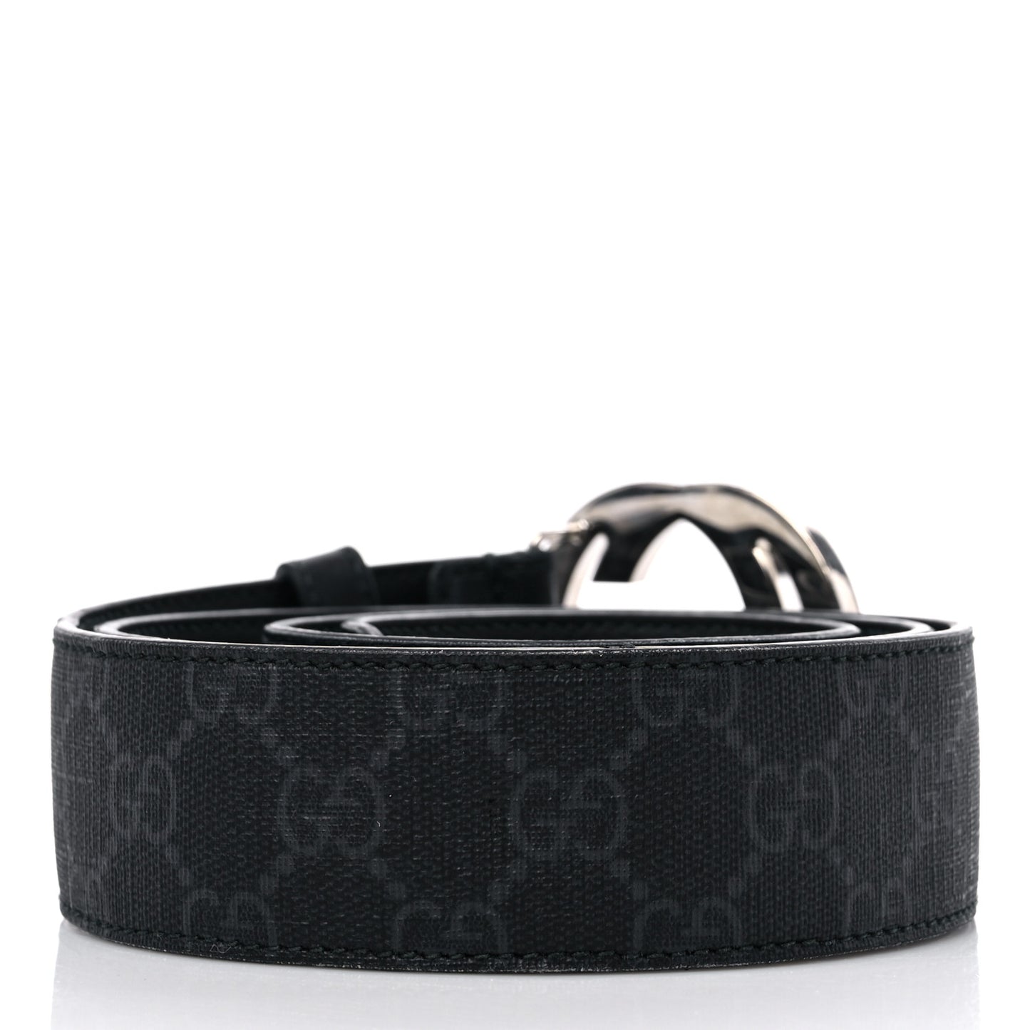 GG Supreme Monogram Selleria Calfskin Interlocking G 40mm Belt 100 40 Black Grey