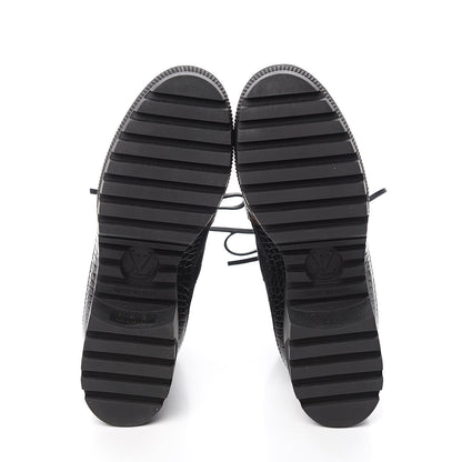 Louis Vuitton Suede Calfskin Monogram Laureate Platform Desert Boots 35 Black 5 of 9