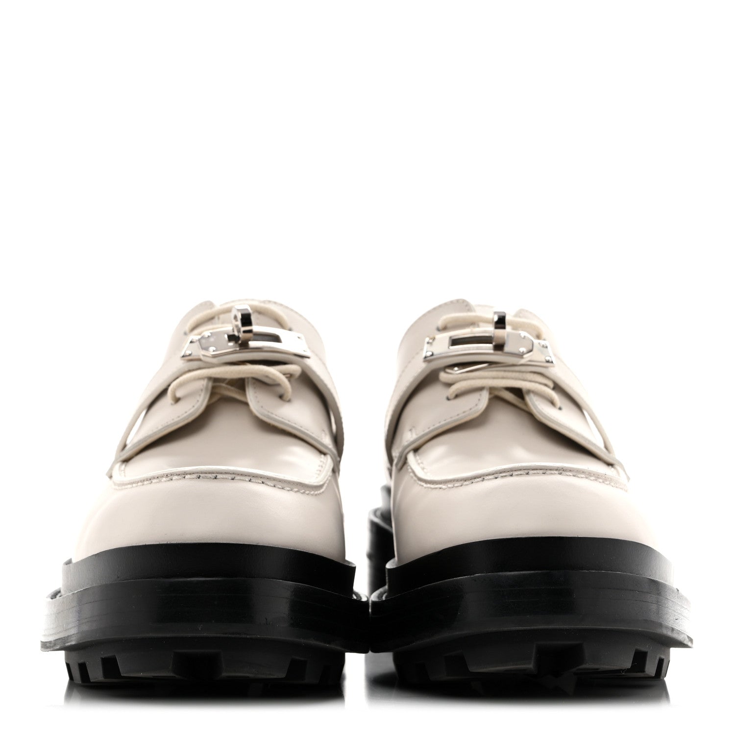 Hermes Glossed Calfskin First Derby 36.5 Beige Glaise 3 of 12