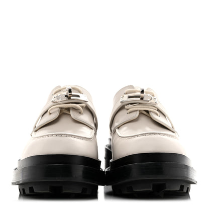 Hermes Glossed Calfskin First Derby 36.5 Beige Glaise 3 of 12