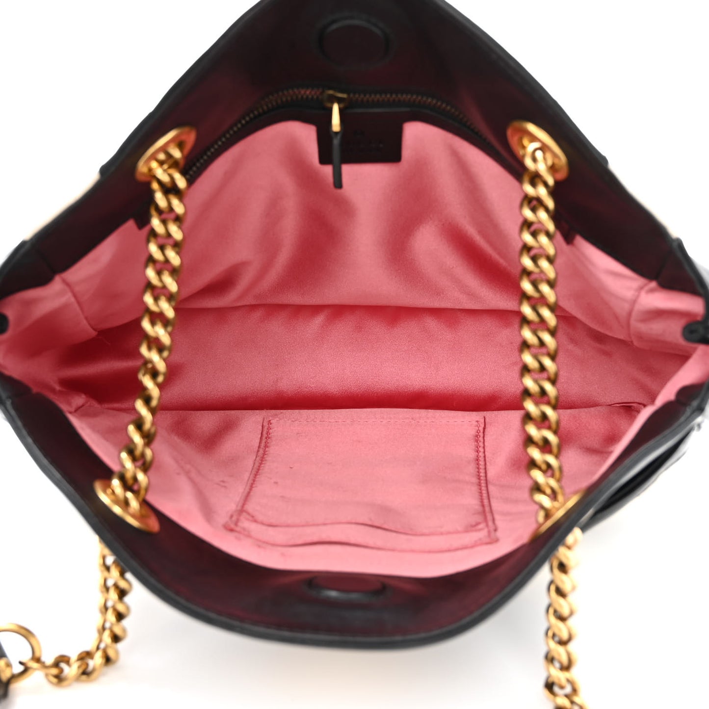 Calfskin Matelasse Medium GG Marmont Open Top Shoulder Bag Black White