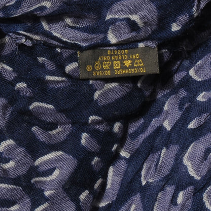 Louis Vuitton Cashmere Silk Leopard Stole Blue 6 of 6