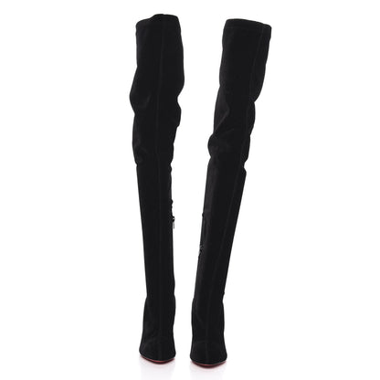 Christian Louboutin Velvet Classe 100 Stretch Over The Knee Boots 36.5 Black 2 of 7