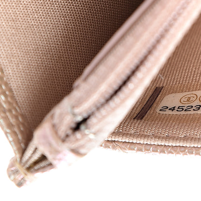 Chanel Metallic Caviar Chevron Quilted Wallet On Chain WOC Light Gold 7 of 11