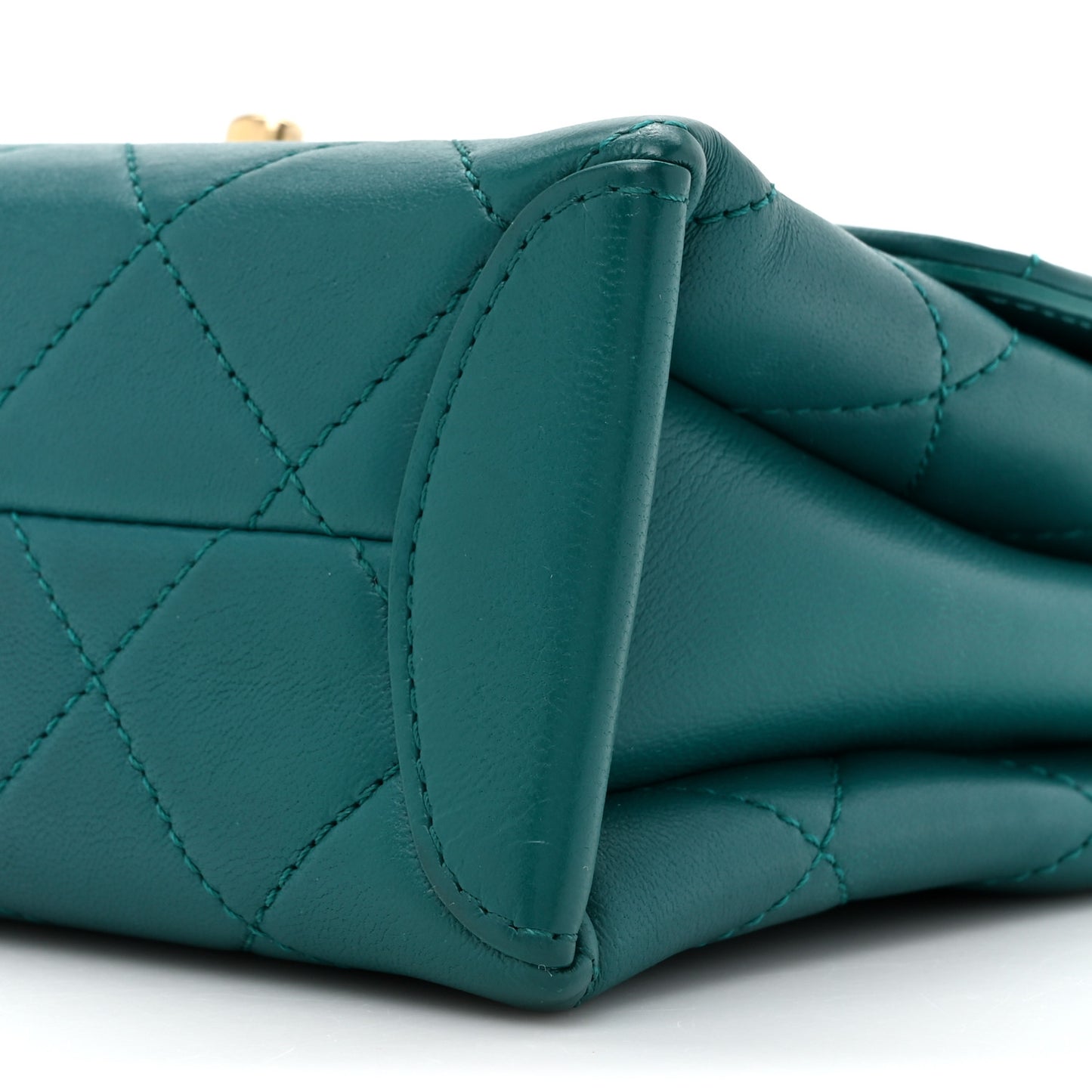 Lambskin Quilted Small Trendy Spirit Top Handle Bag Green