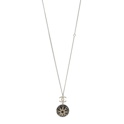 Chanel Bead Enamel CC Pendant Necklace Black Gold 1 of 6