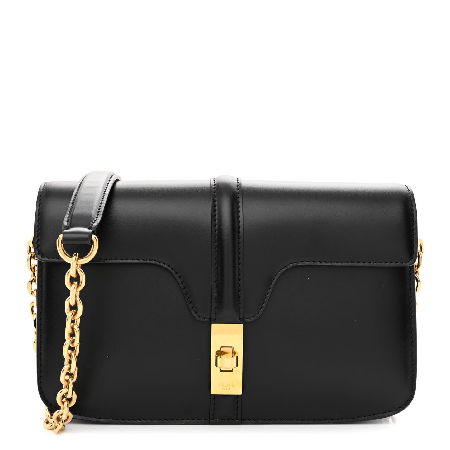 Satinated Calfskin 16 Chain Bag Black