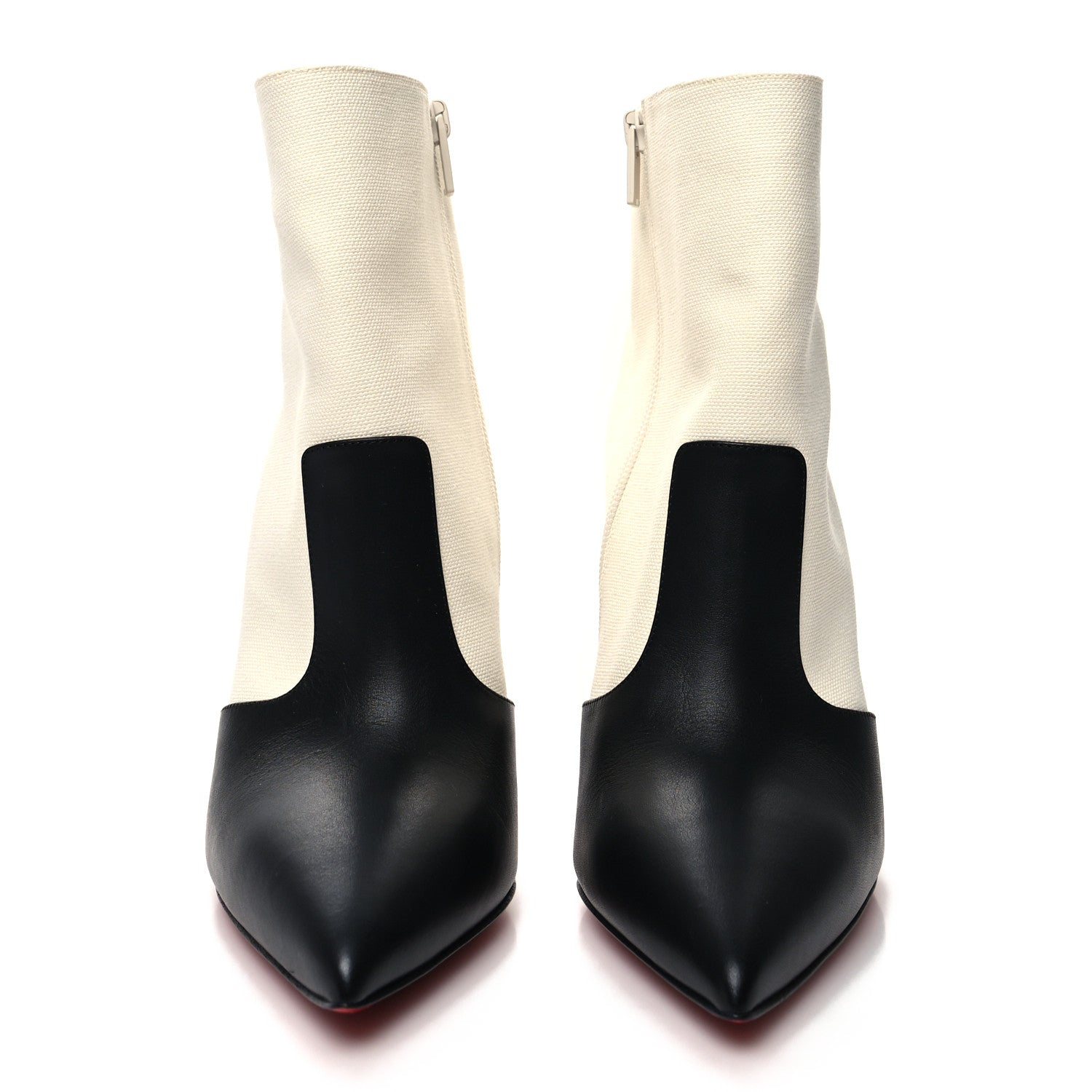 Christian Louboutin Canvas Calfskin So Summer 100 Ankle Booties 40.5 White Black 2 of 7