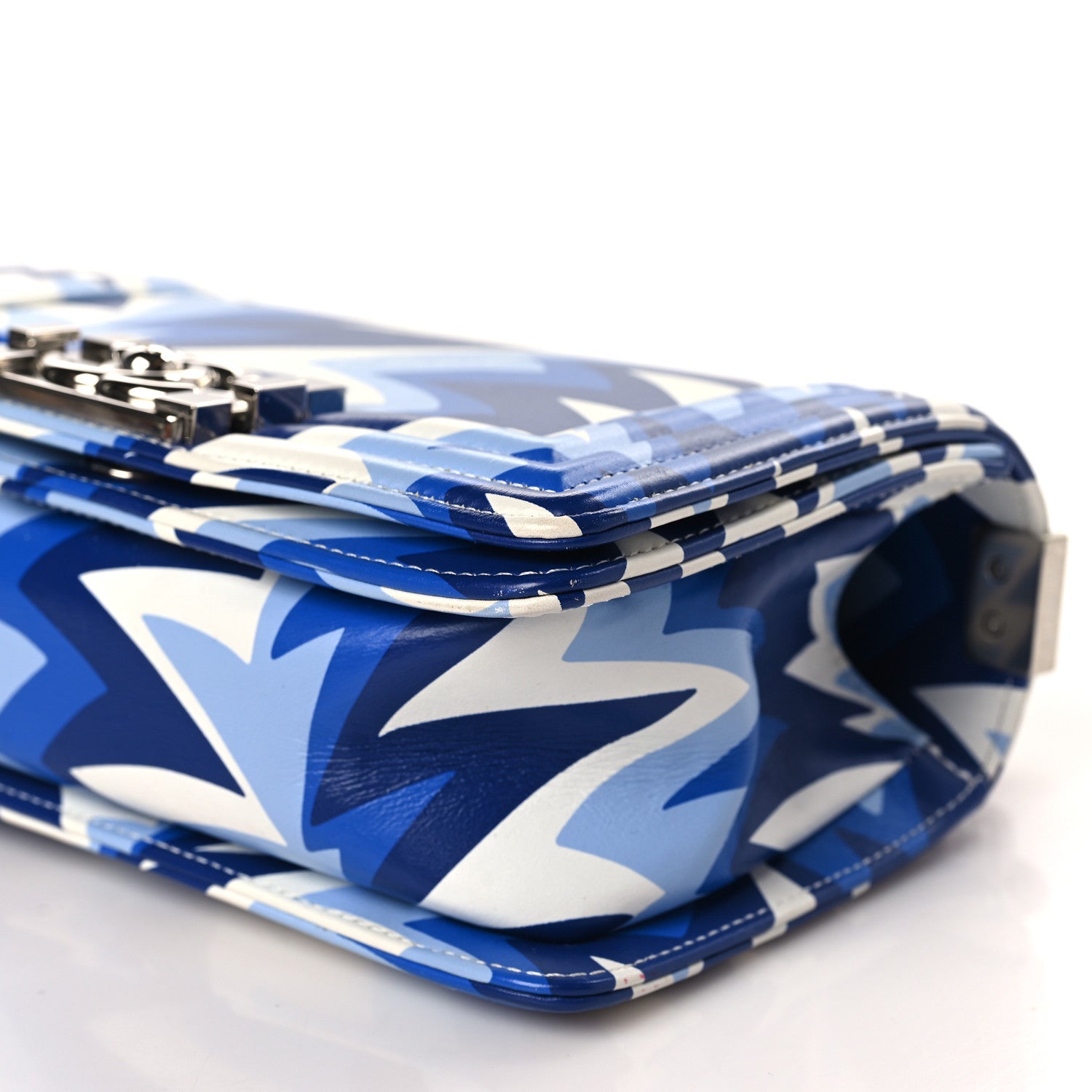 Chanel Printed Calfskin Small Boy Flap Blue White 9 of 9