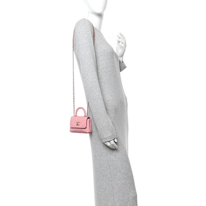 Chanel Caviar Quilted Nano Coco Handle Clutch With Chain Pink 2 of 10