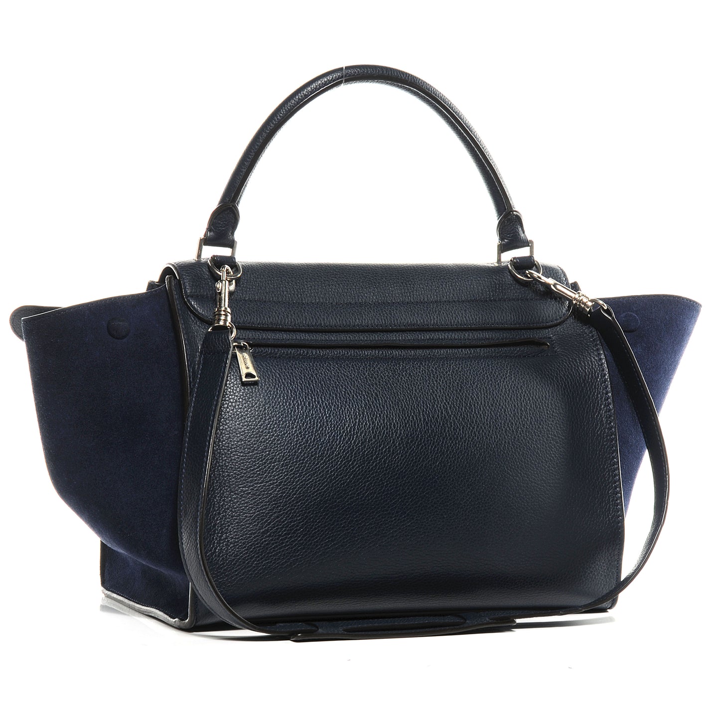 Drummed Leather and Suede Small Trapeze Navy