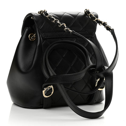 Chanel Lambskin Quilted Small Duma Drawstring Backpack Black 3 of 9