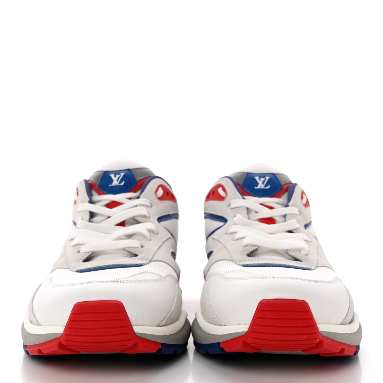 Louis Vuitton Suede Calfskin Technical Fabric Monogram Trail Sneakers 10 White Red Blue 2 of 13