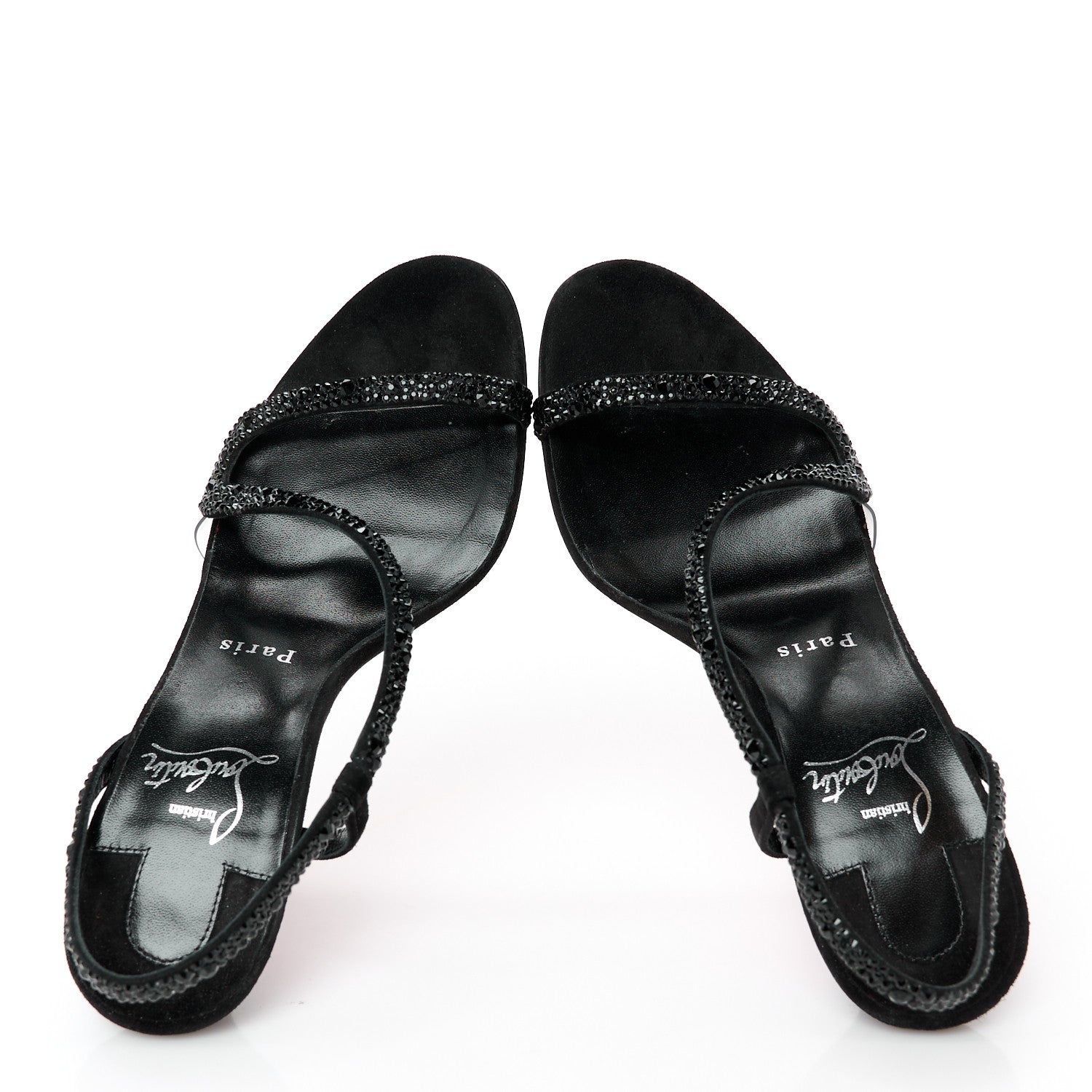Christian Louboutin Crystal PVC Strass Rosalie 100 Sandals 37 Black Jet 2 of 9