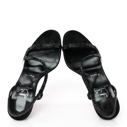 Christian Louboutin Crystal PVC Strass Rosalie 100 Sandals 37 Black Jet 2 of 9