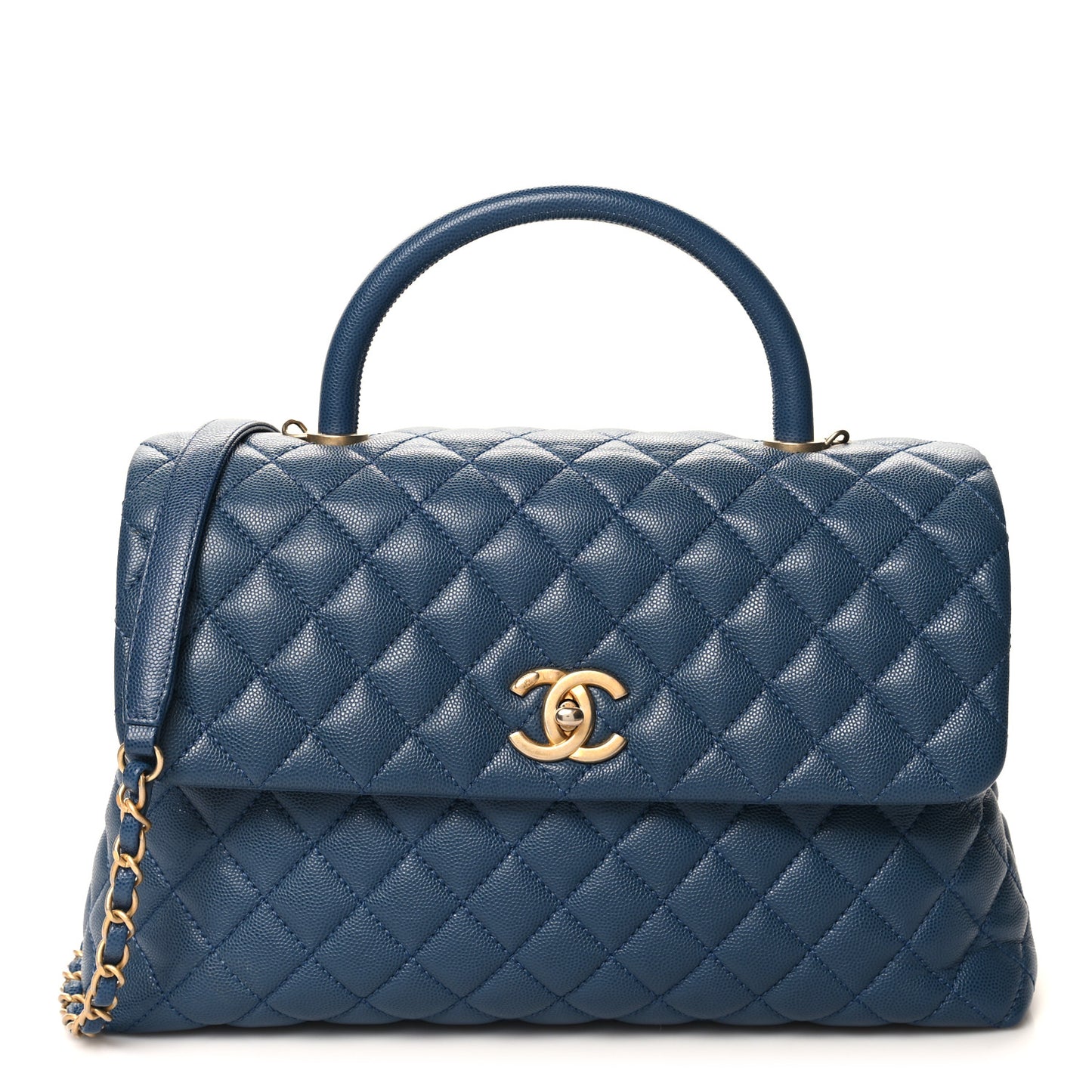 Caviar Quilted Medium Coco Handle Flap Blue
