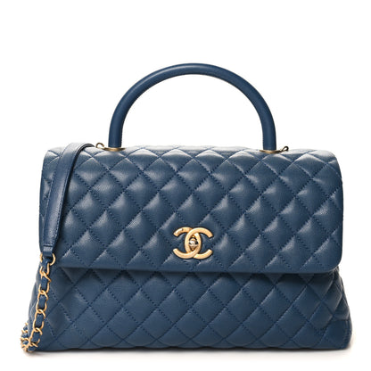 Chanel Caviar Quilted Medium Coco Handle Flap Blue 1 of 11