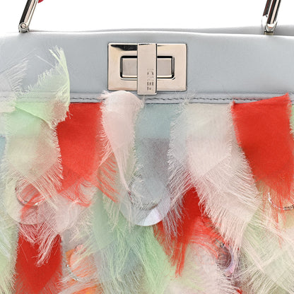 Fendi Nappa Organza Feather Mini Peekaboo Iconic Satchel Blue Multicolor 9 of 11