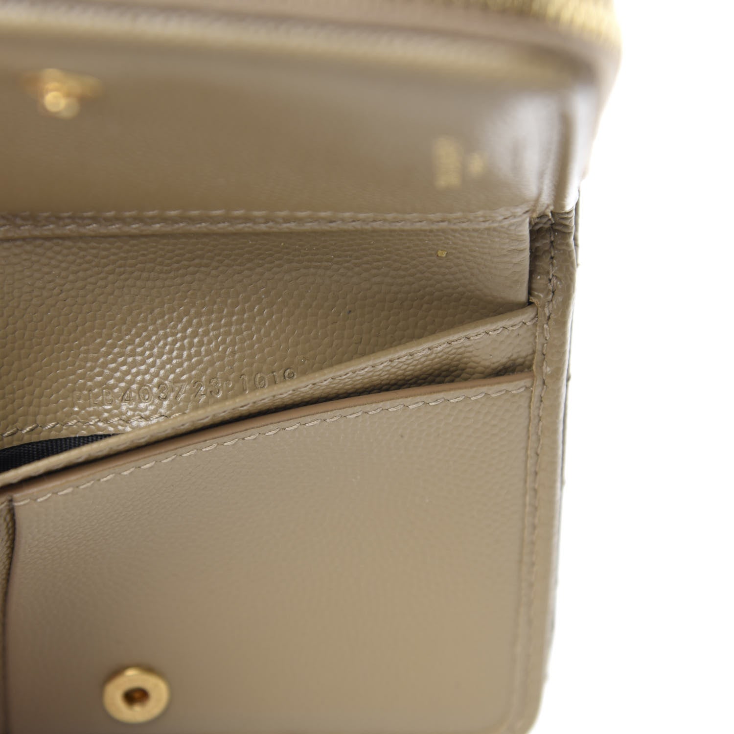 Saint Laurent Grain De Poudre Matelasse Chevron Monogram Compact Zip Around Wallet Dark Latte 9 of 10