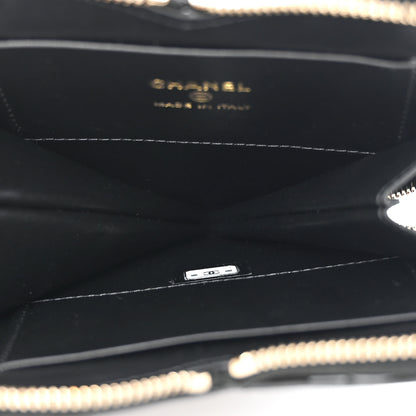 Chanel Patent Calfskin Resin Quilted CC Heart Clutch With Chain Black 6 of 12