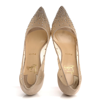Christian Louboutin Suede Lame Crystal Strass Follies 85 Pumps 40 Light Silk 2 of 10