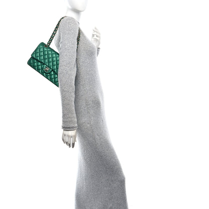 Chanel Metallic Caviar Quilted Medium Double Flap Green 2 of 11