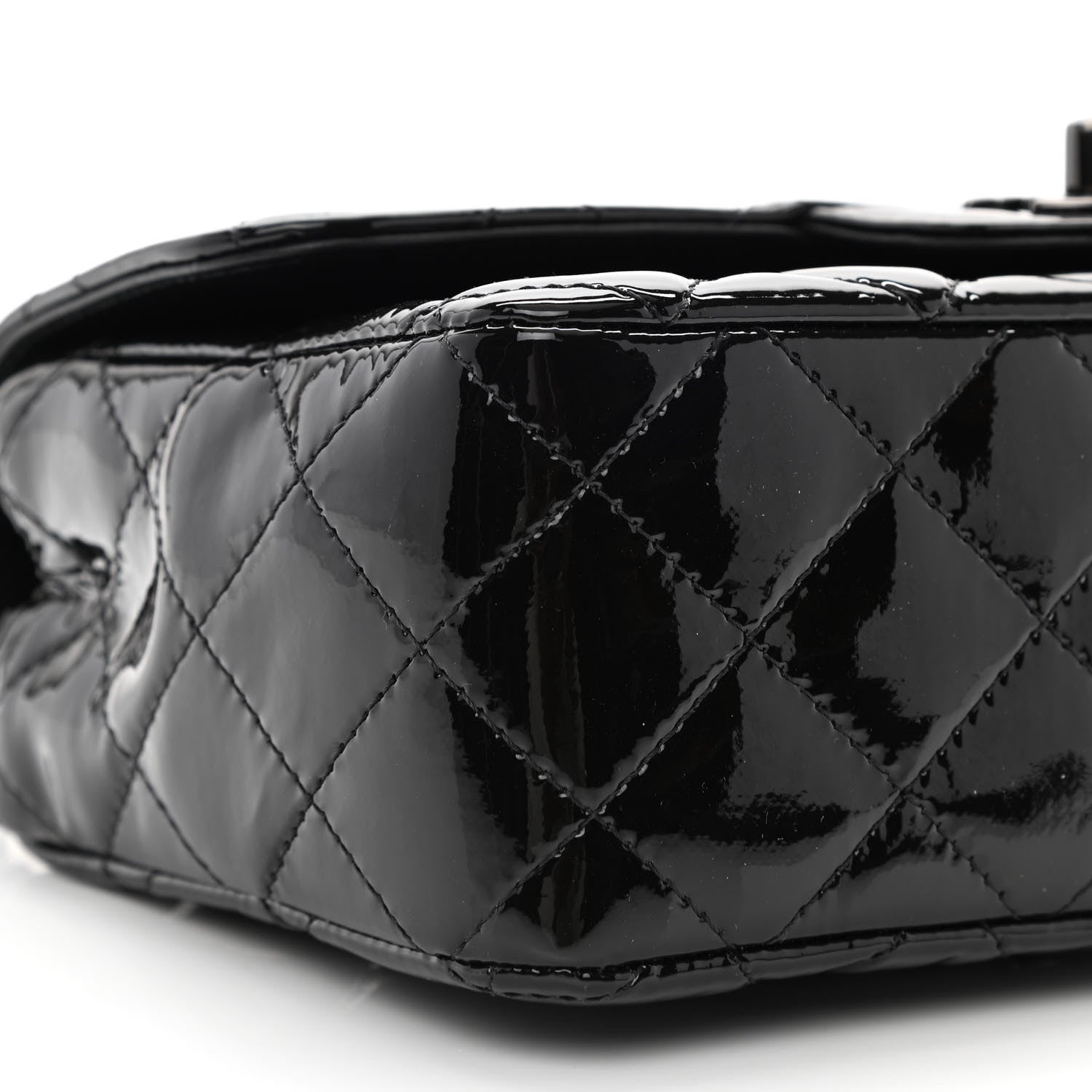 Chanel Patent Calfskin Quilted Mini Rectangular Flap So Black 9 of 10