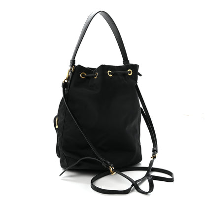 Prada Saffiano Tessuto Nylon Mini Bucket Crossbody Bag Black 3 of 9