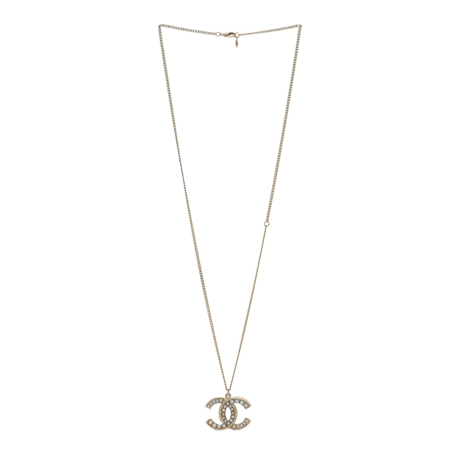Chanel Pearl CC Pendant Necklace Gold 2 of 4