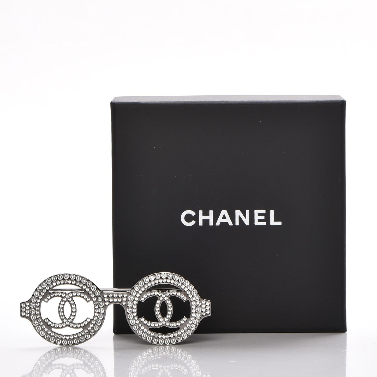 Crystal CC Sunglasses Brooch Silver
