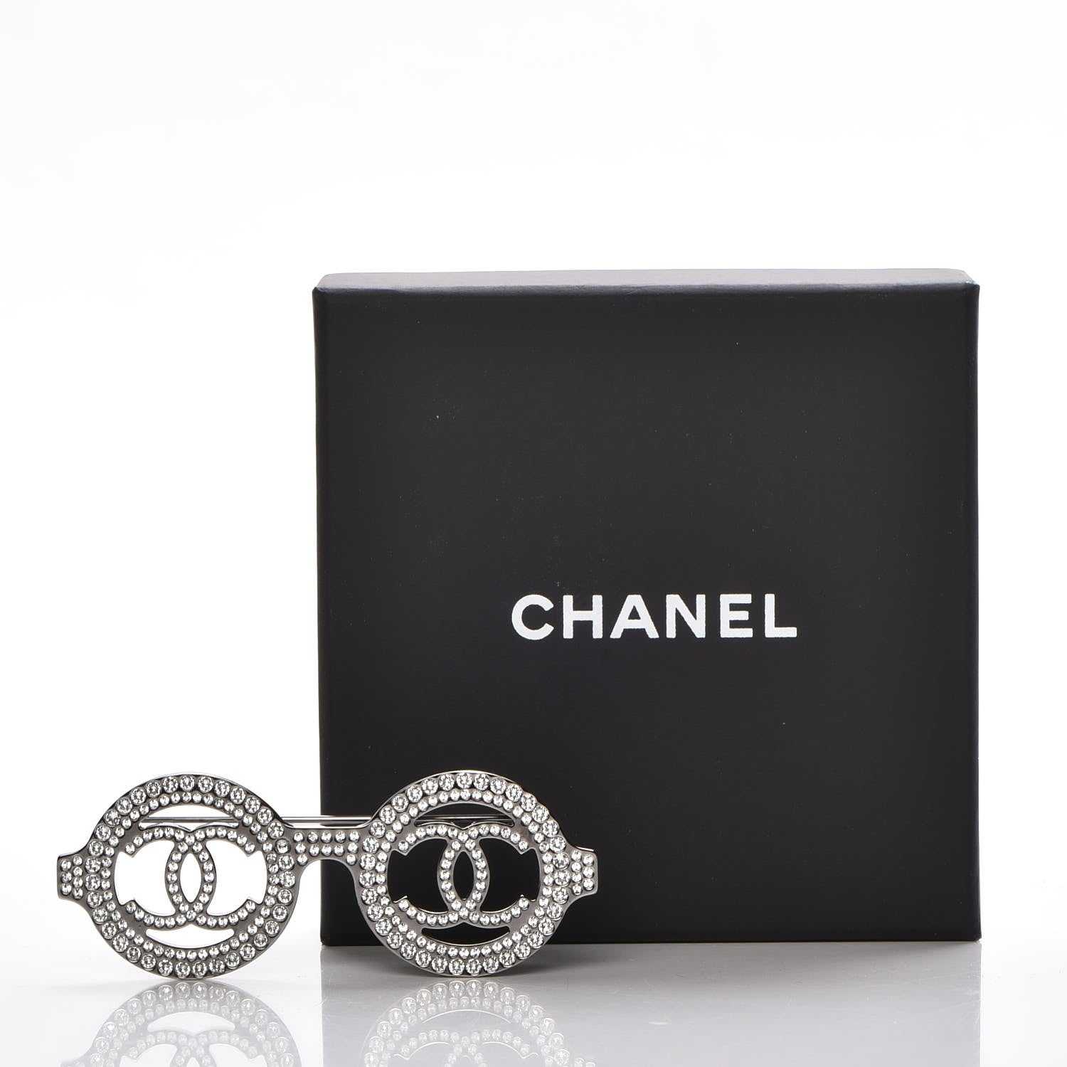 Chanel Crystal CC Sunglasses Brooch Silver 4 of 5