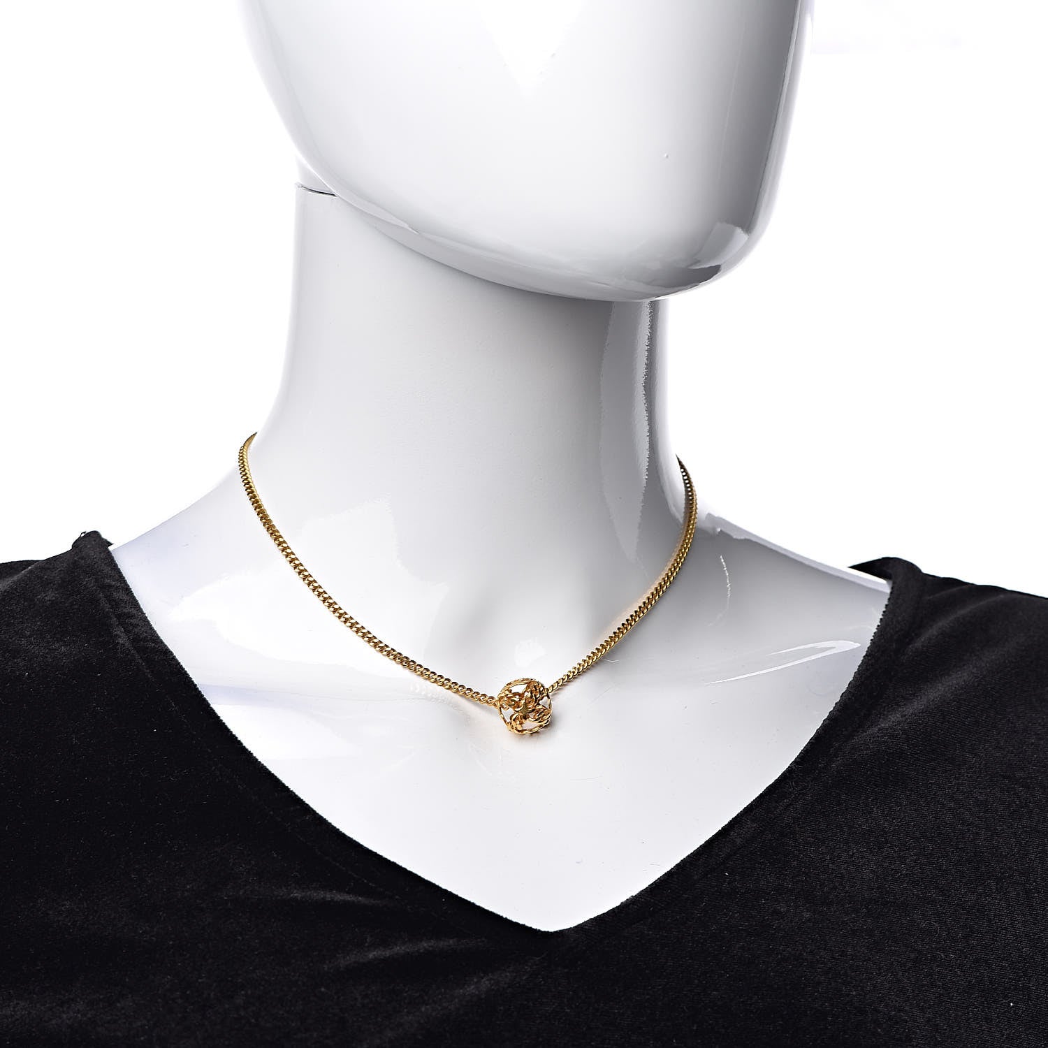 Chanel CC Pendant Chain Short Necklace Gold 2 of 8
