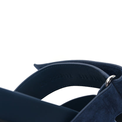Hermes Suede Goatskin Womens Chypre Sandals 37.5 Bleu Celeste 8 of 9