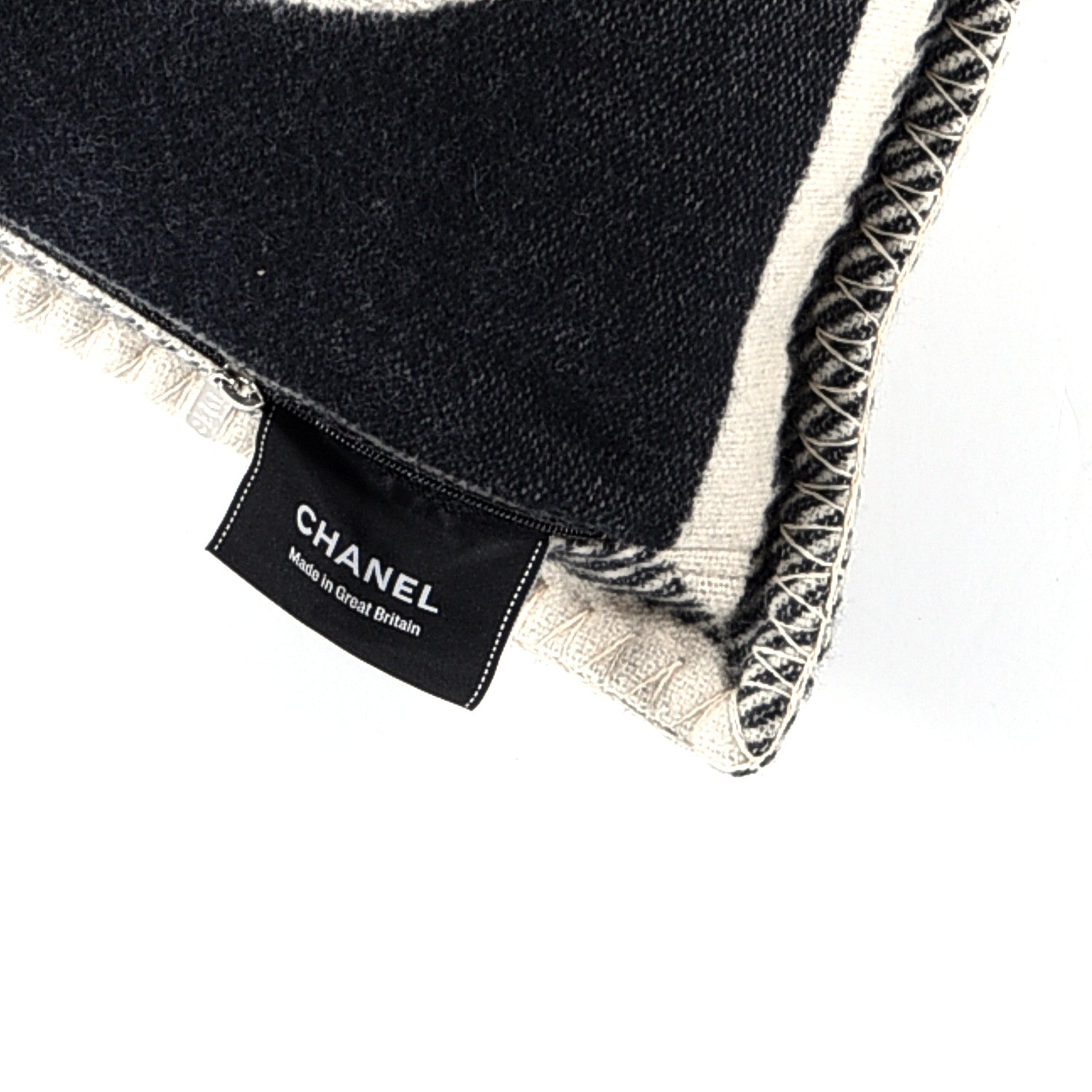 Chanel Merino Wool Cashmere CC Pillow Beige Black 3 of 3