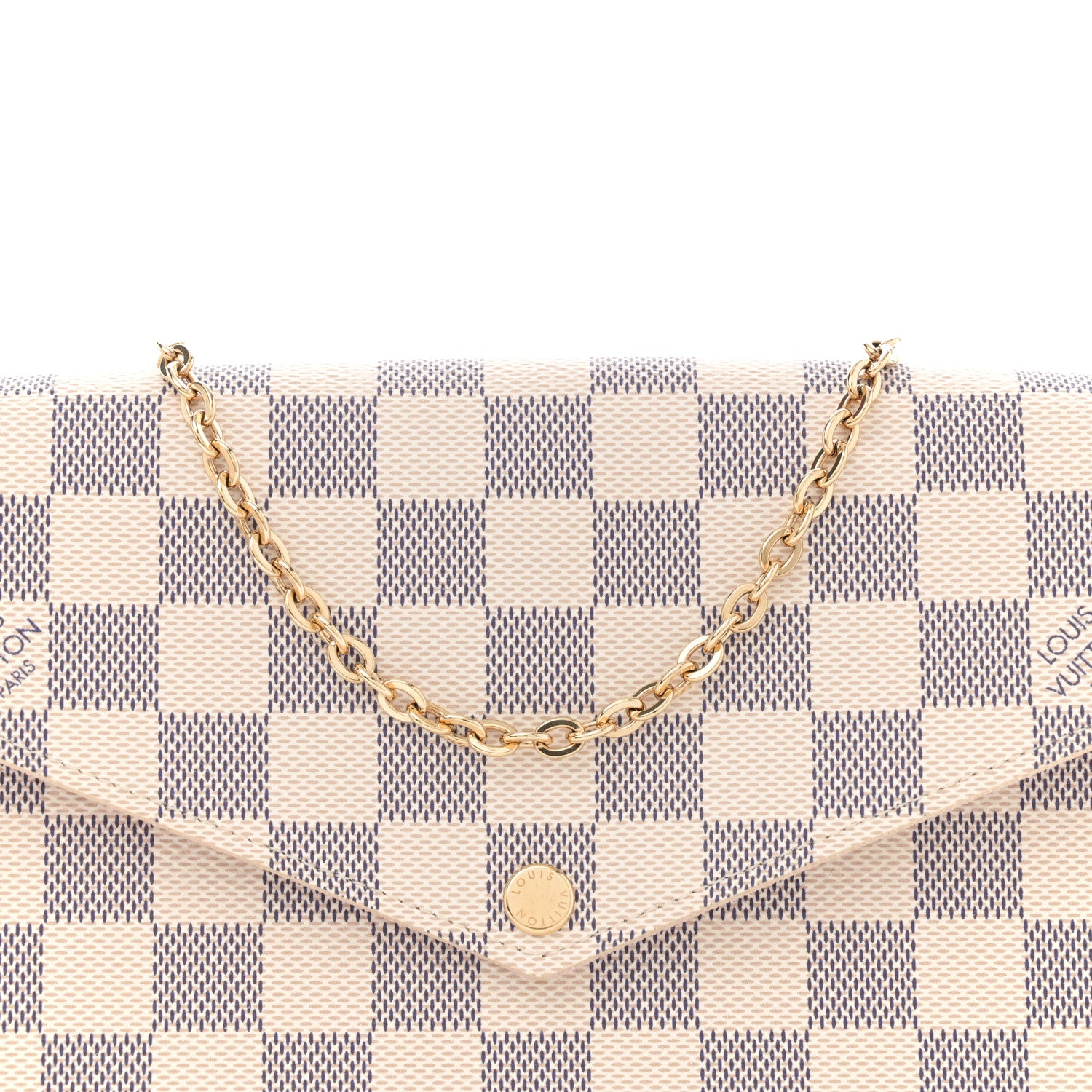 Louis Vuitton Damier Azur Pochette Felicie Chain Wallet Rose Ballerine 9 of 12