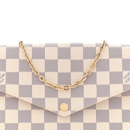 Louis Vuitton Damier Azur Pochette Felicie Chain Wallet Rose Ballerine 9 of 12