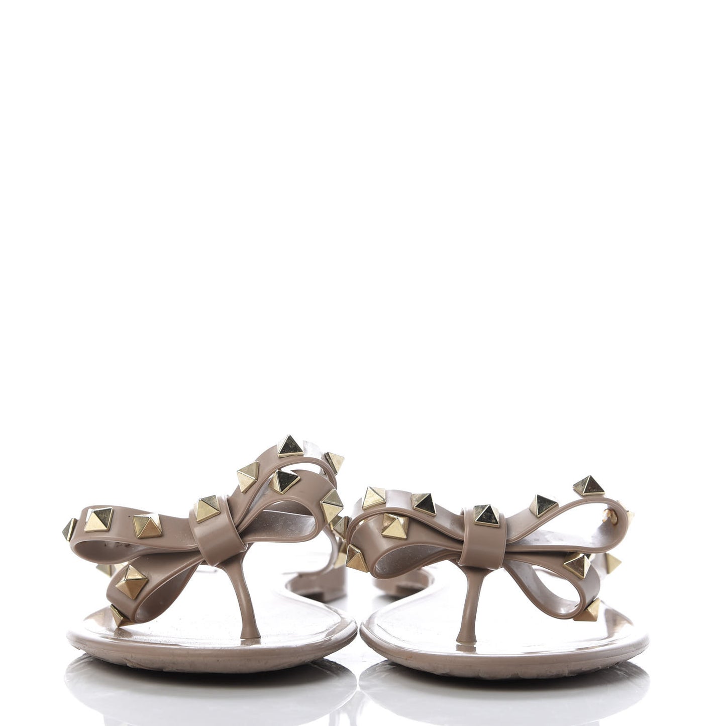 PVC Jelly Rockstud Bow Thong Sandals 37 Poudre